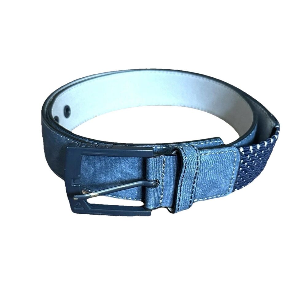 CUATER Belt Lg Woven Braided Fabric Stretch Golf 43” Blue Casual Preppy Hybrid